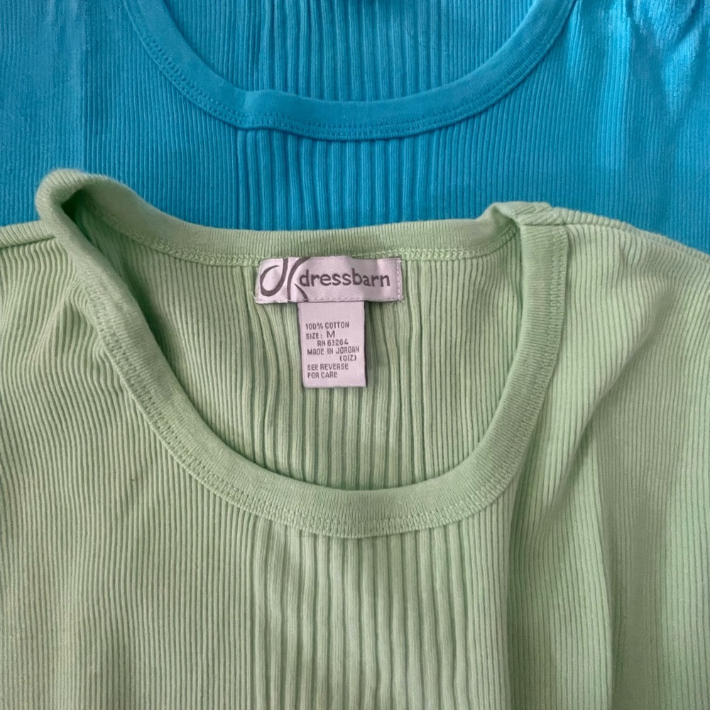 Dressbarn Blue and Green Ribbed Sleeveless Sweater tanks - Picture 3 of 3